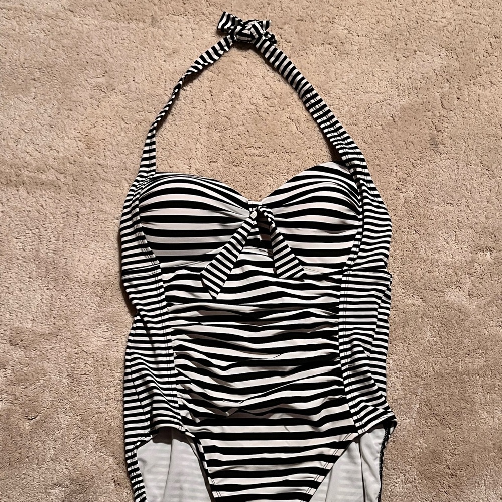 One-piece women’s halter top bathing suit